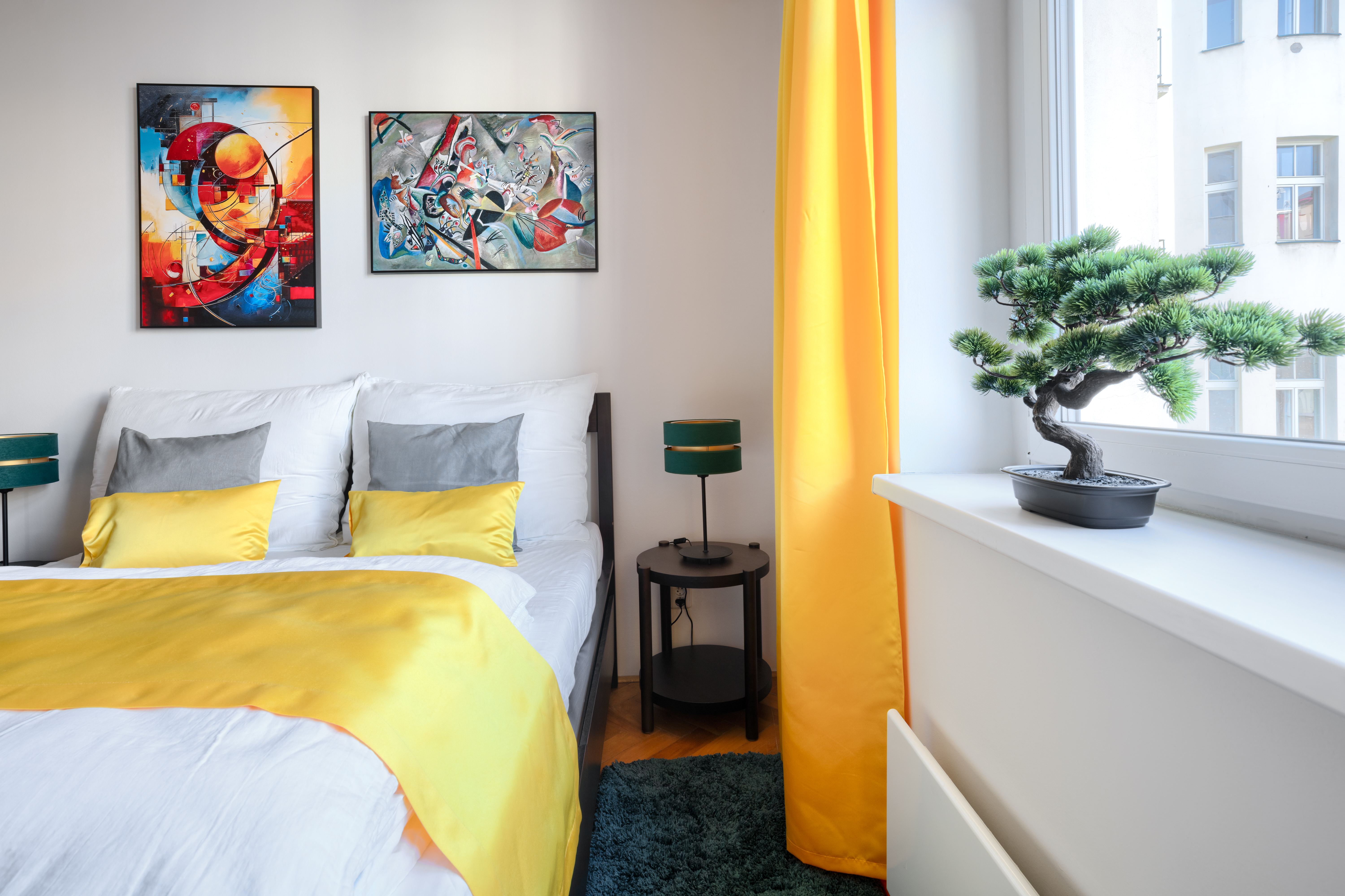 The bedroom's natural light and peaceful ambiance